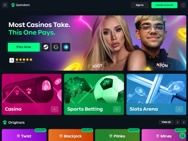 Gamdom's homepage