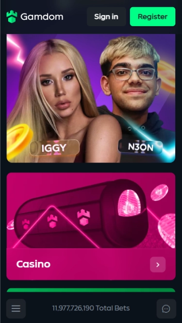 Gamdom's homepage