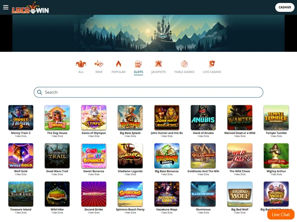 A screenshot of Locowin's slots selection