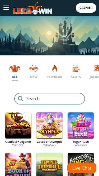 A screenshot of Locowin's homepage