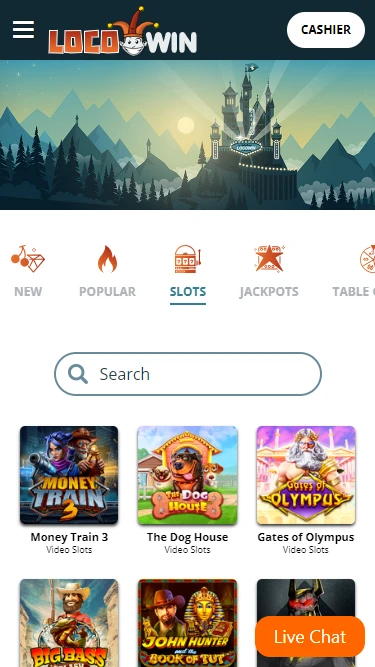 A screenshot of Locowin's slots selection
