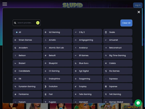 A screenshot of Stupid Casino's developers