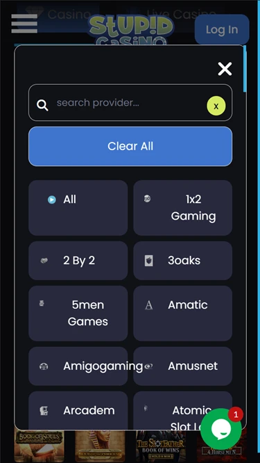 A screenshot of Stupid Casino's developers