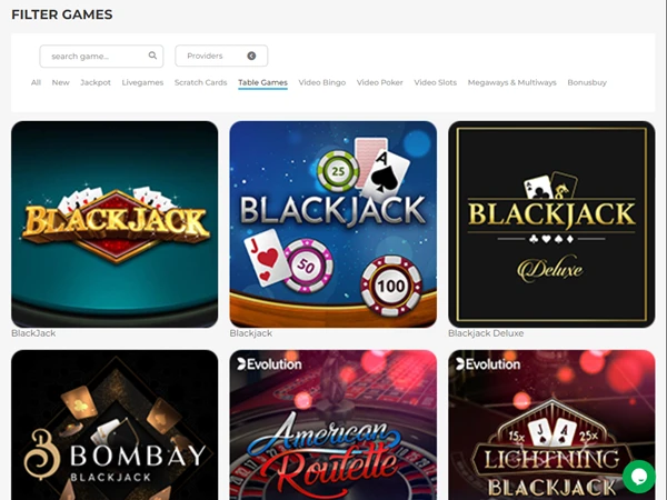 A screenshot of Wolfy Casino's live casino page