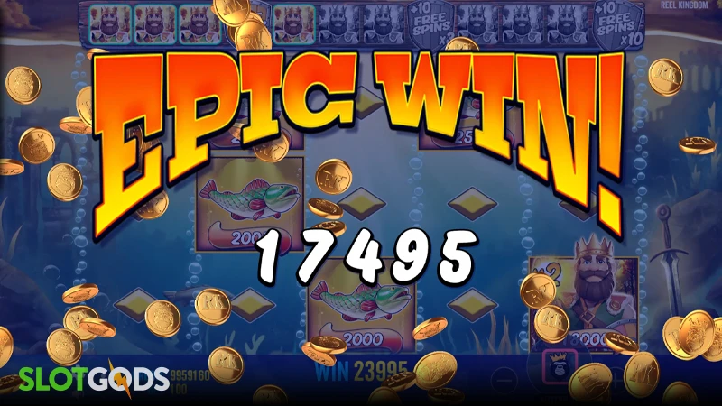 A screenshot of a big win in Big Bass Secrets of the Golden Lake slot