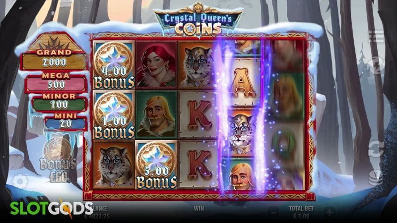 A screenshot of Crystal Queen's Coin slot gameplay