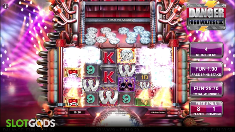 A screenshot of Danger High Voltage 2 slot feature gameplay