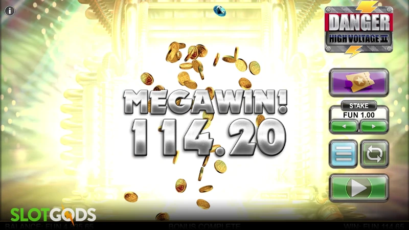A screenshot of a mega win in Danger High Voltage 2 slot