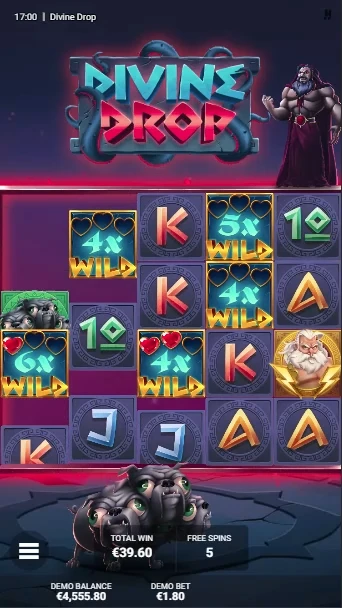 A screenshot of Divine Drop's bonus round