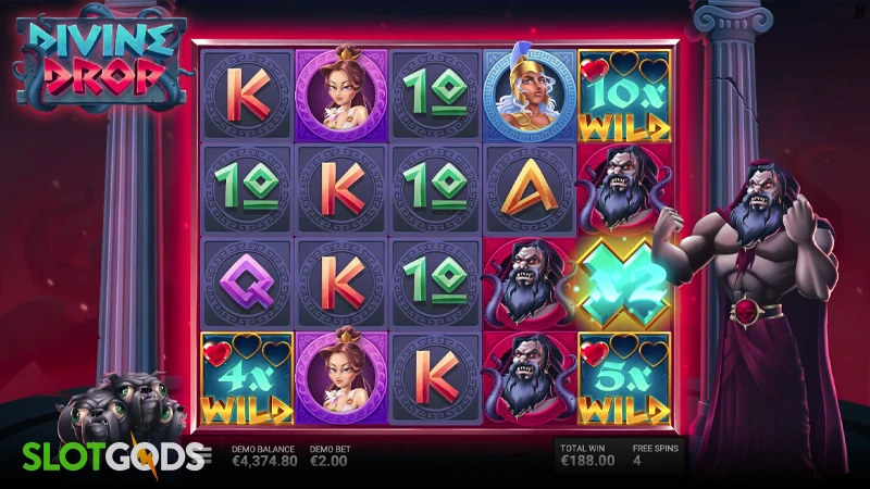 A screenshot of Divine Drop's bonus round