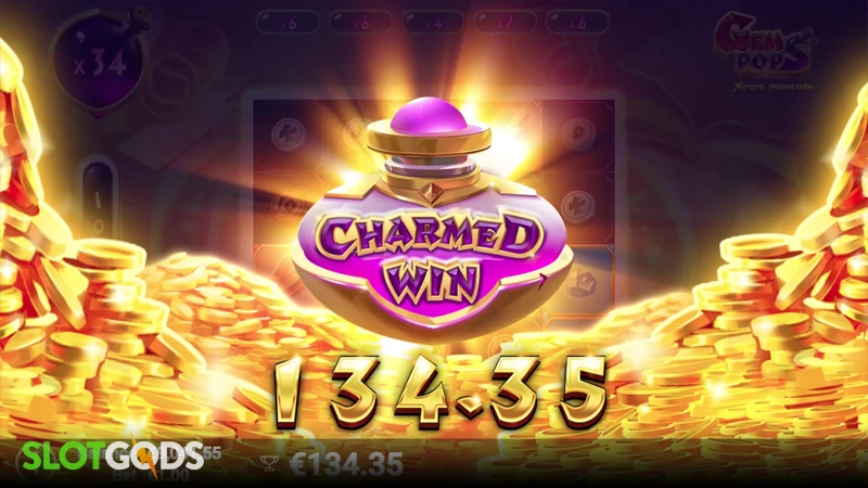 A screenshot of a big win in Gem Pops slot