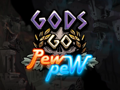 Gods Go Pew Pew Slot Logo
