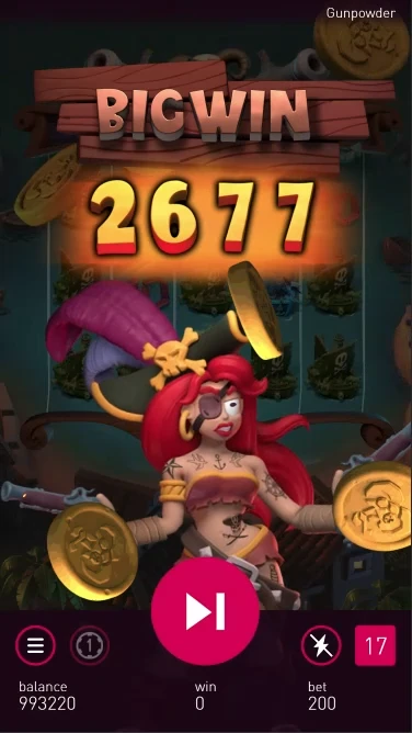 A screenshot of a big win on GunPowder slot