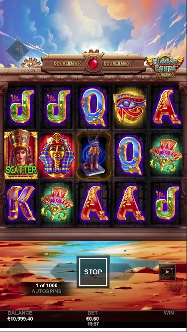 A screenshot of Hidden Egypt slot gameplay