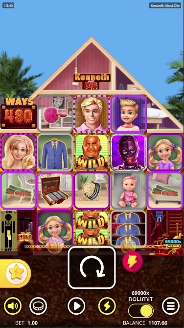 Gameplay screenshot of Kenneth Must Die slot by Nolimit City