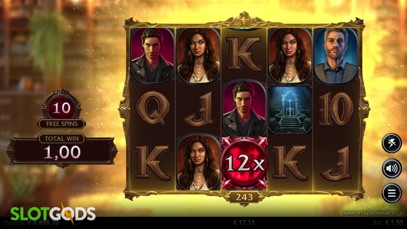 A screenshot of Immortal Romance 2 bonus round gameplay