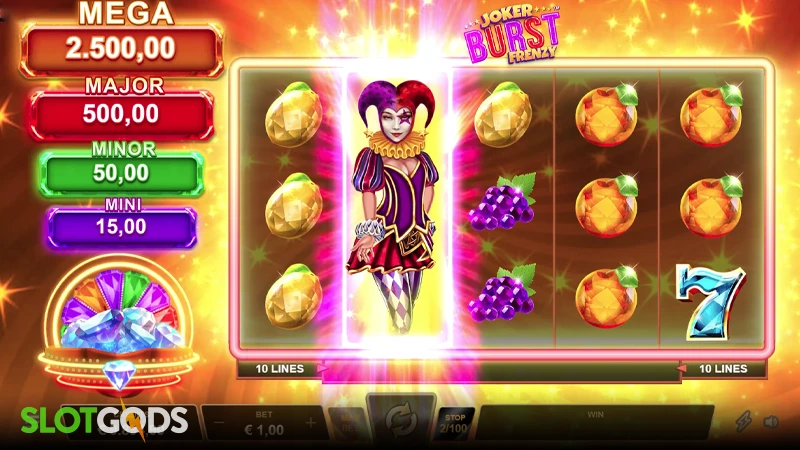 A screenshot of Joker Burst Frenzy slot wild respin