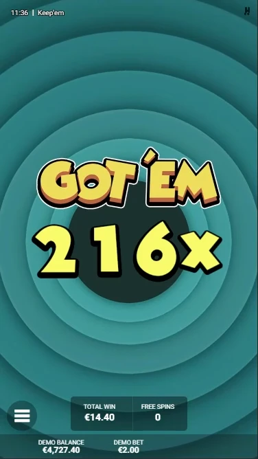 A screenshot of a big win on Keep Em slot by Hacksaw
