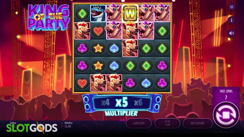 screenshot of King of the party slot feature