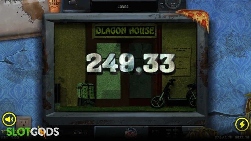 A screenshot of a big win on Loner slot