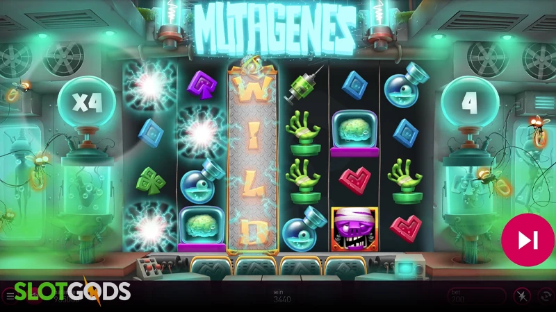 A screenshot of Mutagenes slot bonus round gameplay