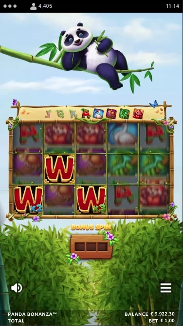 A screenshot of Panda Bonanza slot bonus round
