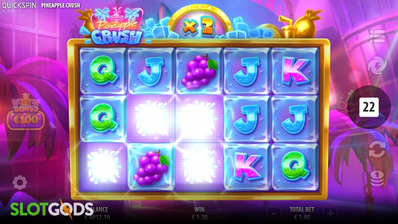 A screenshot of Pineapple Crush slot gameplay