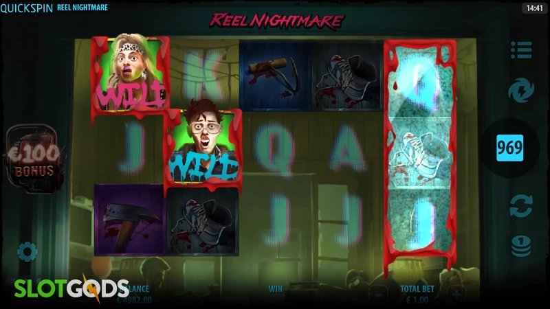 A screenshot of Reel Nightmares slot gameplay