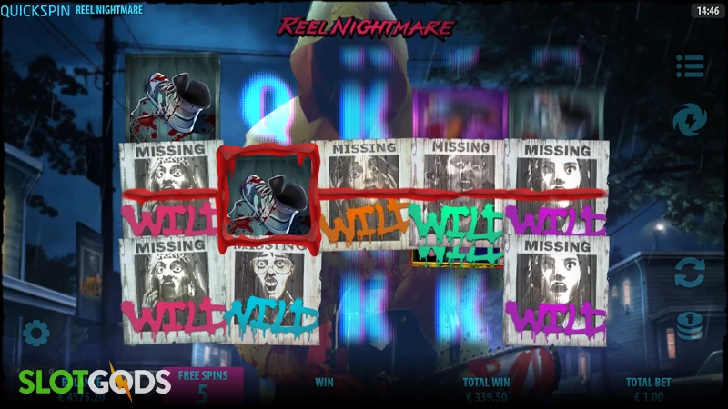 A screenshot of Reel Nightmares slot bonus gameplay