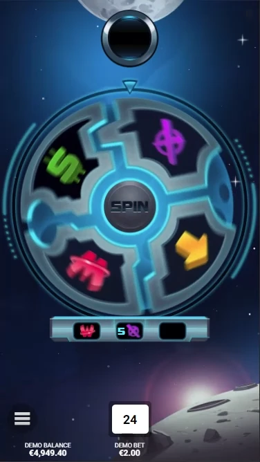 A screenshot of the Wheel of Fortune in Space Zoo slot