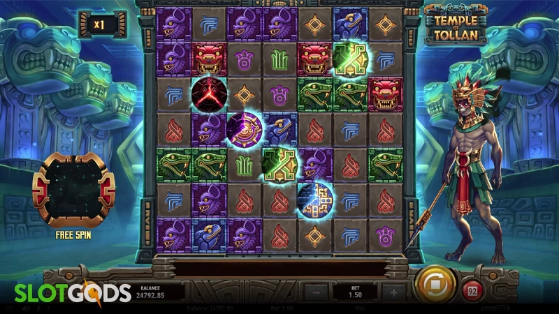A screenshot of Temple of Tollan slot gameplay