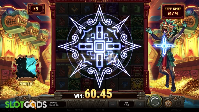 A screenshot of Temple of Tollan slot bonus gameplay