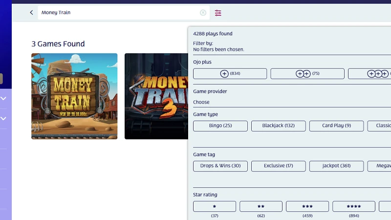 An example of useful game search filters and options