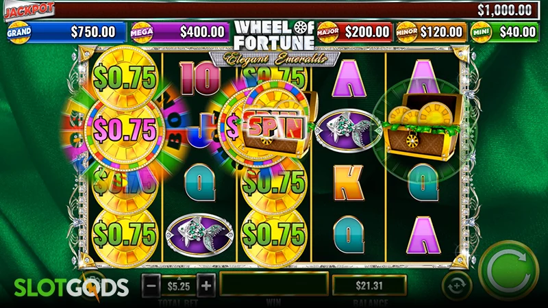 Wheel of Fortune: Elegant Emeralds Slot - Screenshot 