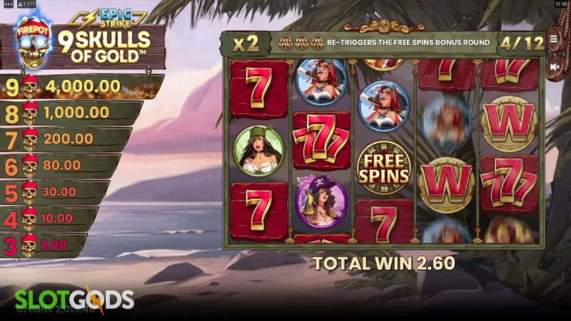 9 Skulls of Gold Slot - Screenshot 2