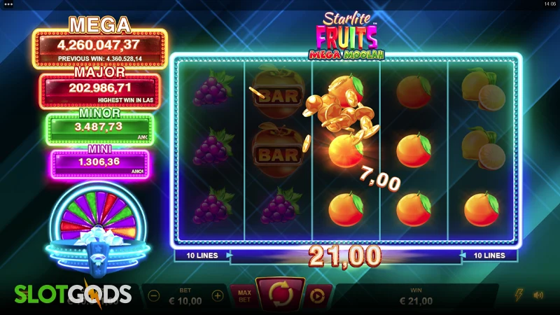 Starlite Fruits Mega Moolah Slot - Screenshot 