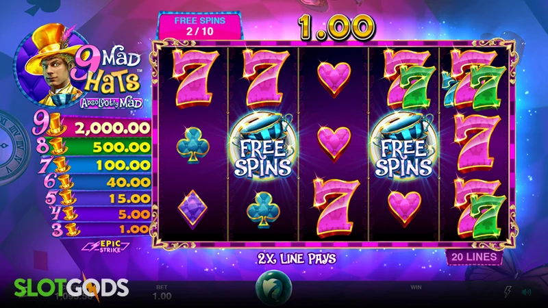 9 Mad Hats Slot - Screenshot 2