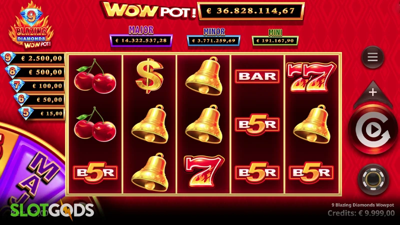 9 Blazing Diamonds WowPot Slot - Screenshot 