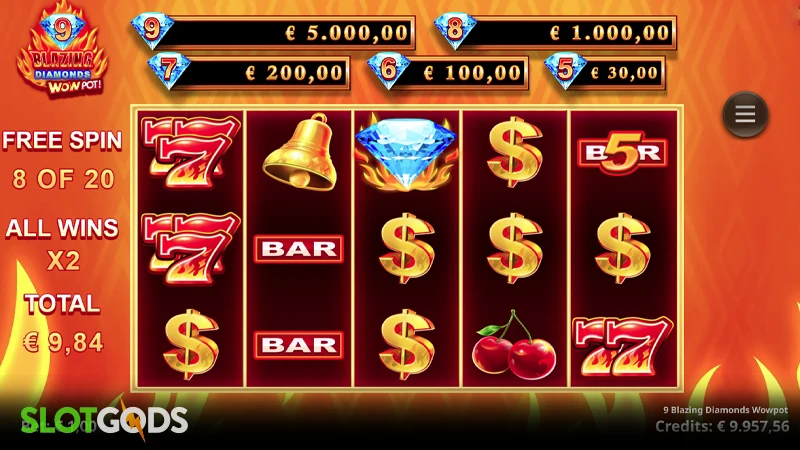 9 Blazing Diamonds WowPot Slot - Screenshot 4