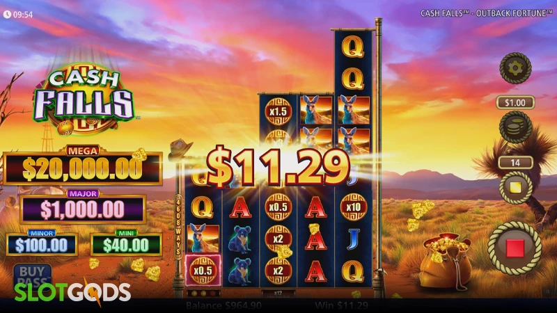 Cash Falls Outback Fortune Slot - Screenshot 