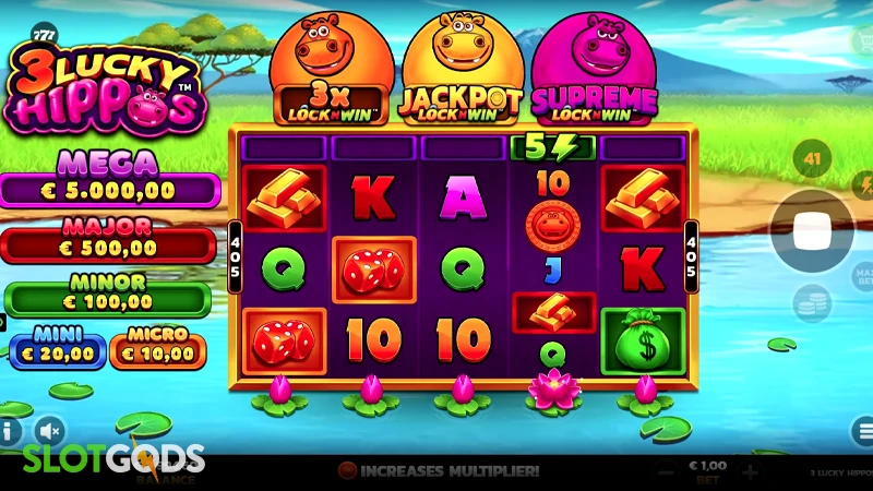 3 Lucky Hippos Slot - Screenshot 