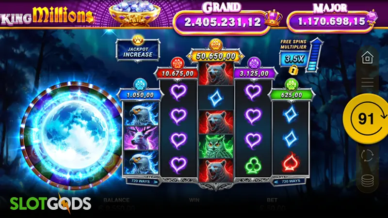Enchanted Wolf Rising Rewards King Millions Slot - Screenshot 